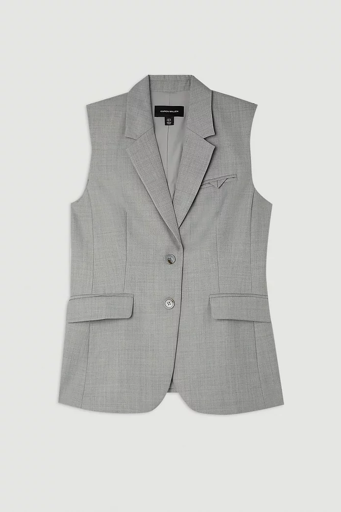 Wool Blend Tailored Single Breasted Vest | Karen Millen Wool Blend Tailored Single Breasted Vest | Karen Millen